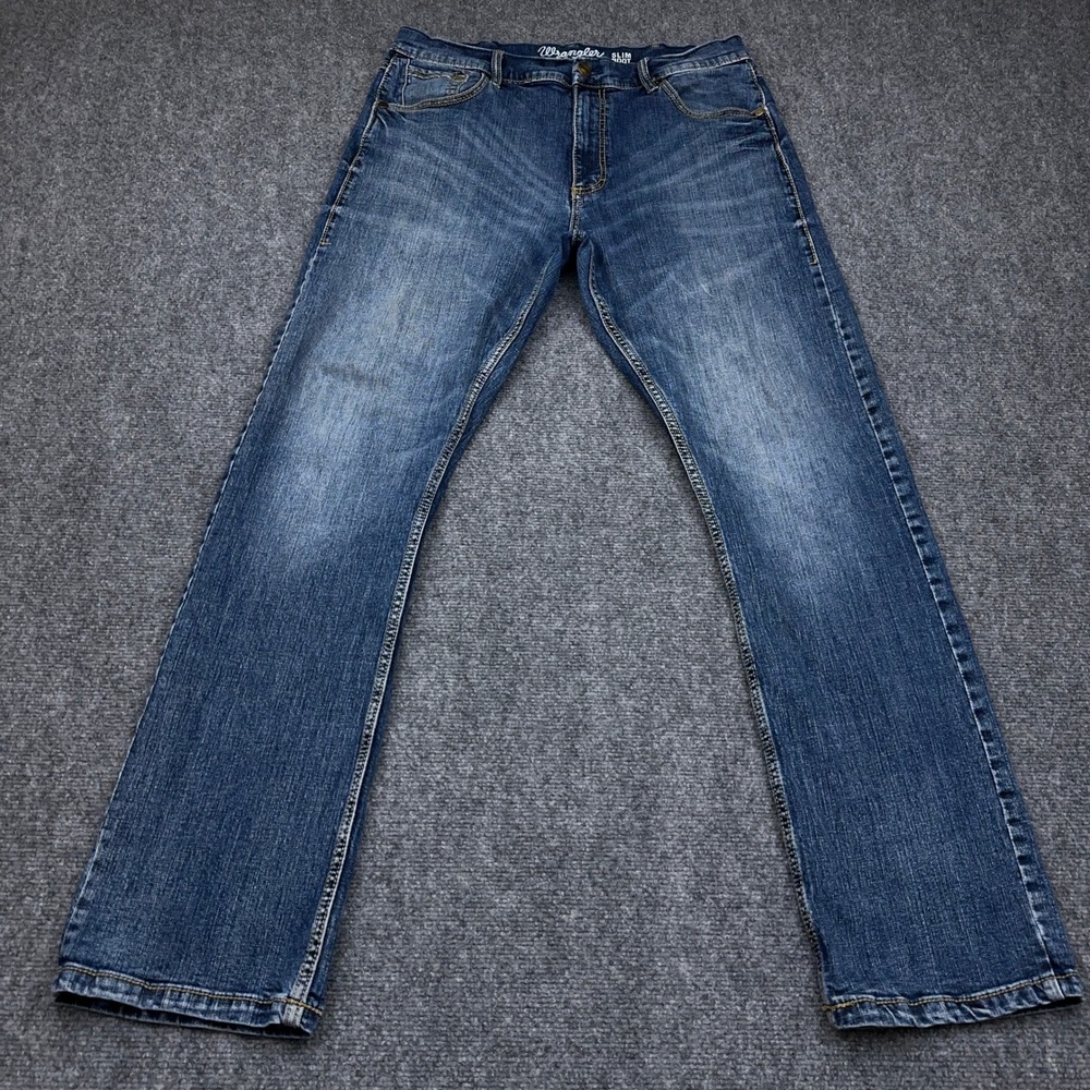 Wrangler Retro Slim Boot Jeans Men's 35x34 FITS 34x33 Layton Wash Stretch Denim